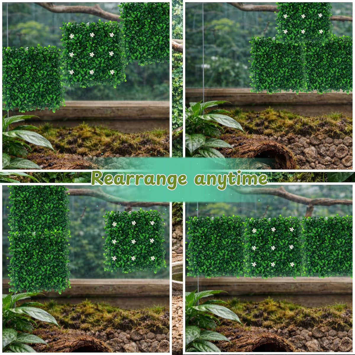 Hermit Crab Climbing Wall Enrichment Toys, Climbing Wall Toys With Suction Cups And Cable Ties, Faux Grass Mats Accessories for Tank Aquarium Exploration Habitat, Hermit Crab Tank (Green Decorations)
