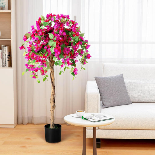 4.5FT Bougainvillea Artificial Tree, Tall Fake Floor Plant for Indoor Outdoor Décor