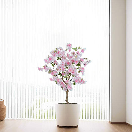 4FT Artificial Cherry Blossom Tree, Faux Sakura Tree in Pot, Realistic Fake Flower Tree for Indoor Home Decor, Artificial Floor Plant for Living Room, Bedroom, Entryway & Office