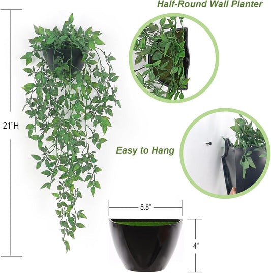 Artificial Hanging Plants 2 Pack, Fake Mandala Vine Greenery with Wall Planter for Office Living Room Bathroom Indoor Décor