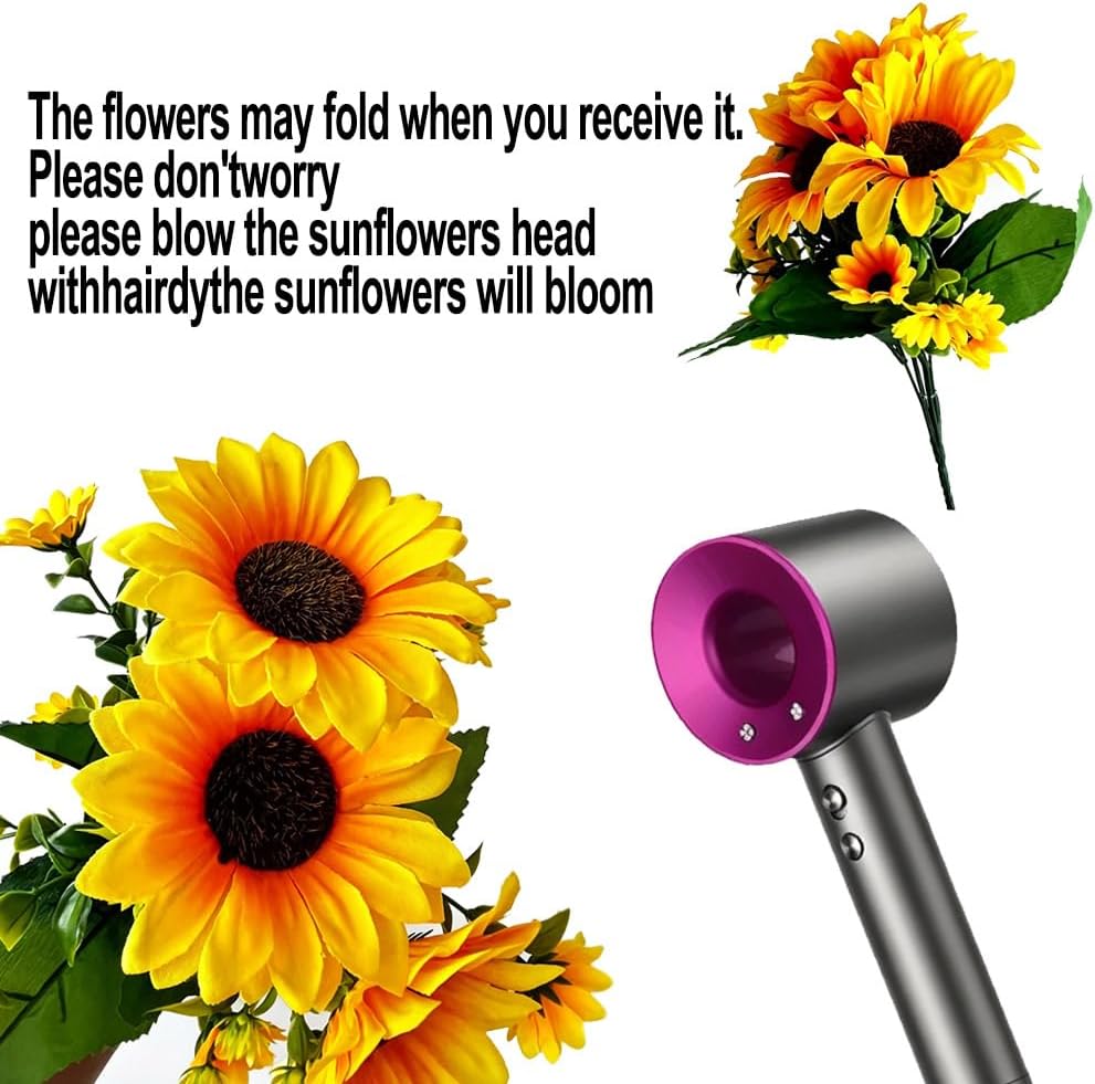 6pcs Artificial Flowers Sunflowers Plastic Artificial Plants with Stems for Wedding Bridal Shower Table Birthday Garden Decor Outdoor UV Resistant Fake Plants