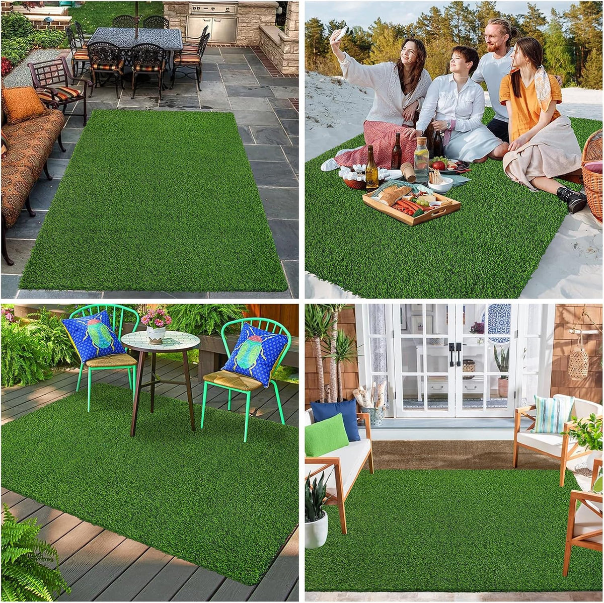 Artificial Grass Rug Indoor Outdoor Rug, 3x5Ft Dog Grass Mat with Drainage Holes, Synthetic Artificial Grass Turf Fake Grass Rug for Balcony Garden Lawn Landscape, 3x5Ft