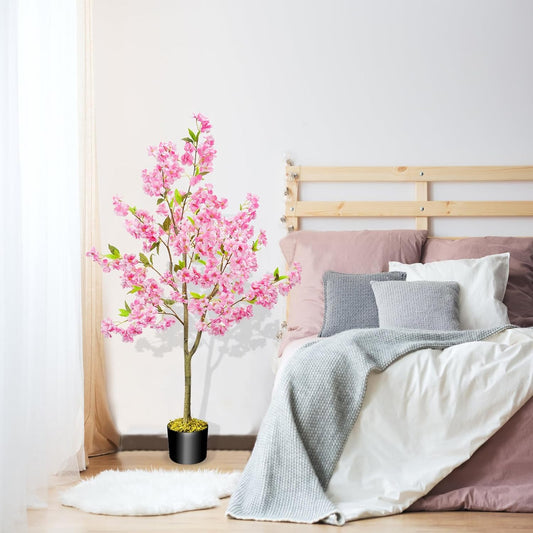 4.1ft Artificial Cherry Blossom Tree Pink Artificial Trees for Outdoors