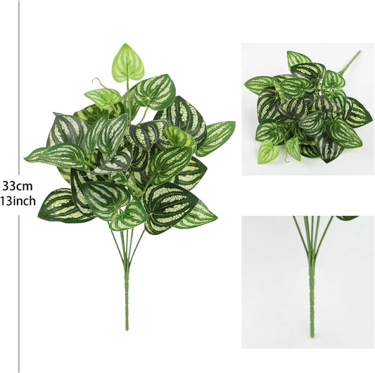 12PCS Artificial Tropical Leaves 13" Faux Monstera, Persian Caladium & Alocasia Plants Real Touch Greenery for Home Decor, DIY Centerpieces, Indoor Outdoor (12, Leaves-U)