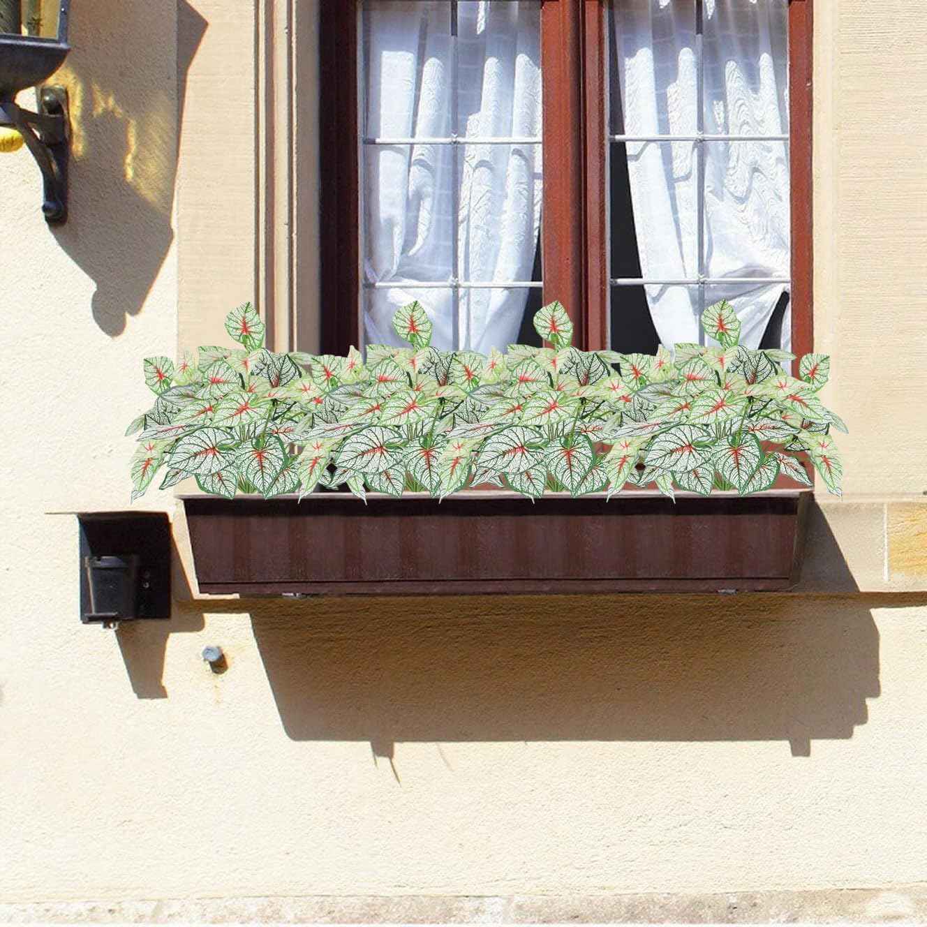 12PCS Artificial Tropical Leaves 13" Faux Monstera, Persian Caladium & Alocasia Plants Real Touch Greenery for Home Decor, DIY Centerpieces, Indoor Outdoor (12, Leaves-U)