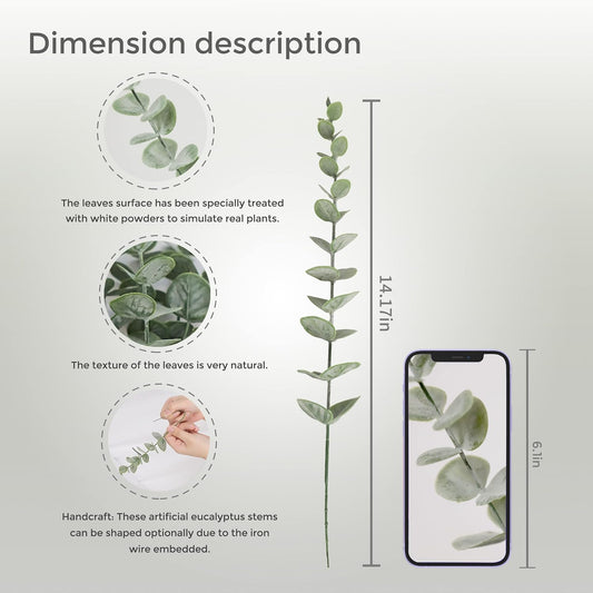 18pcs Eucalyptus Stems Artificial Eucalyptus Leaves Stems