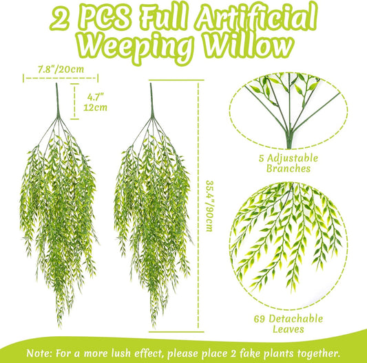 2PCS Fake Hanging Plants - Artificial Ivy Weeping Willow Vines