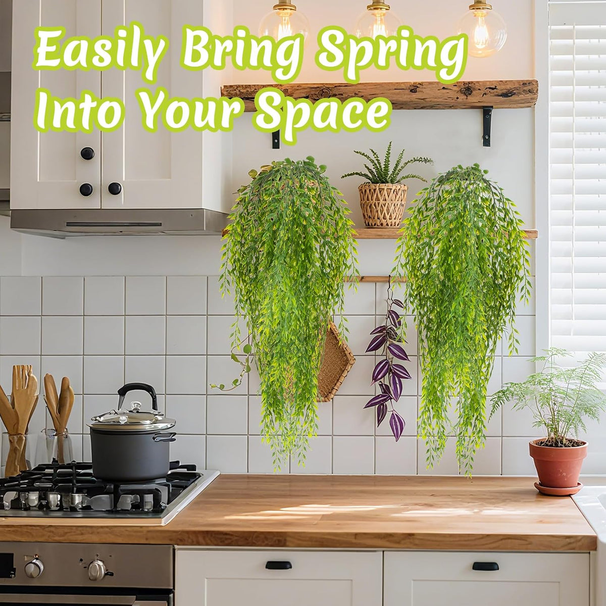 2PCS Fake Hanging Plants - Artificial Ivy Weeping Willow Vines