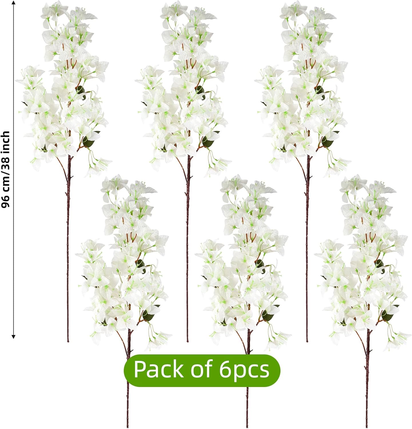 8PCS Silk Bougainvillea Artificial Flowers, UV Resistant, 48 Branches, Long Stems Faux Flower, Realistic Fake Bougainvillea Vines, for Wedding Porch Home Party Garden DIY Decor - 38 inch (Fuchsia)