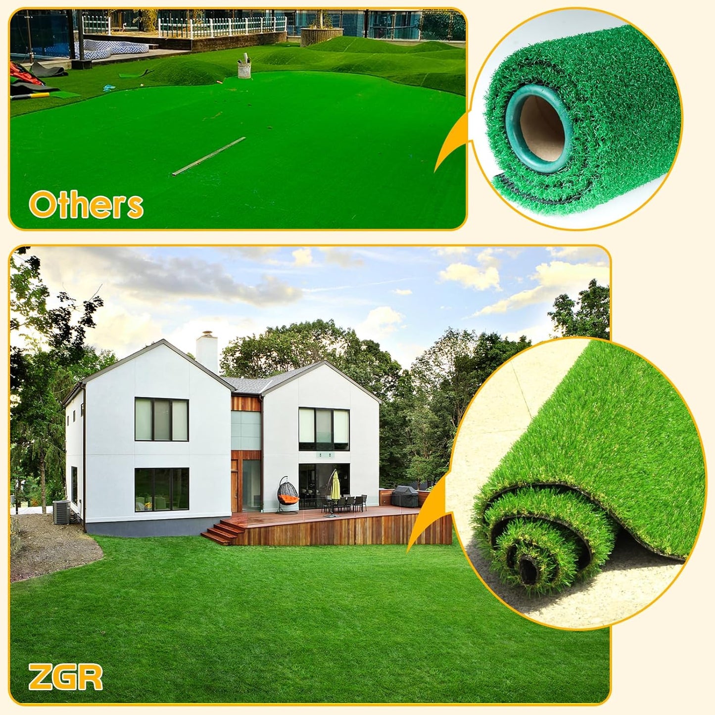 Artificial Grass Turf Lawn 4'10" x 8' Outdoor Rug, 0.8" Premium Realistic Turf for Garden, Yard, Home Landscape, Playground, Dogs Synthetic Grass Mat Fake Grass Rug