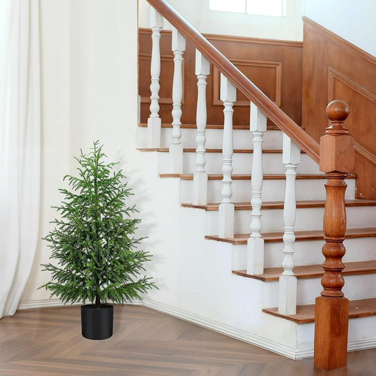 5FT Artificial Topiary Trees for Outdoor Front Porch Décor, Faux Pine Trees UV Resistant and Potted, Fake Shrubs Evergreen for Front Porch Decor Indoor and Outdoor Use