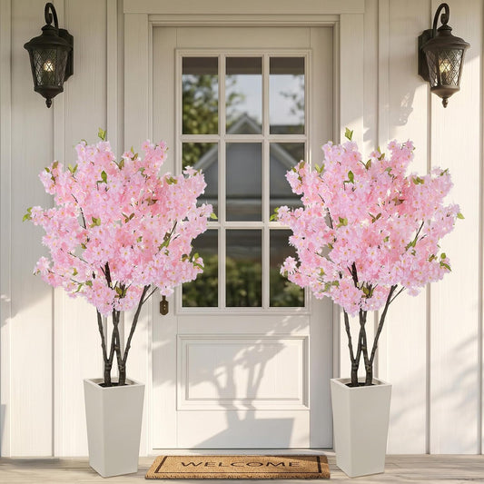 5ft Bougainvillea Artificial Flower Tree for Front Porch, White | Pet Friendly, Fake Flower Plant, Faux Silk Floral Trees with Pot for Outdoor, Patio, Indoor, Home, Office, Floor Decor