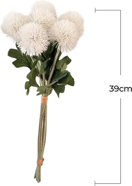 18 PCS Artificial Dandelion Flowers with Stems, 15 Inch Plastic Fake Flower Plants Look Real Decorative Floral Bouquet for Baby Shower Party Wedding Arrangements DIY, White