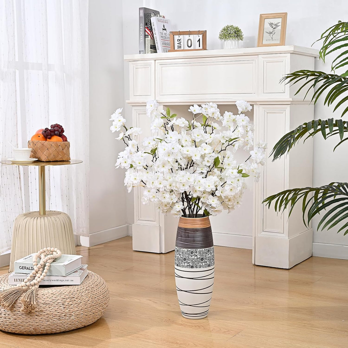 3 Pcs Artificial Cherry Blossom Branches 39'' Cherry Blossom Tree Decor