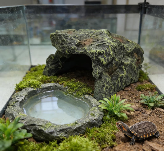 Reptile Hideout Cave Resin Aquarium Fish Hide Rock Terrarium Habitat Decor