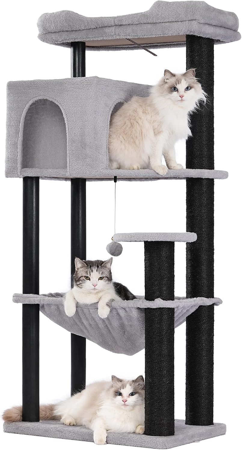 72" Cactus Cat Tree with Hammock & Scratcher Posts for Large Cat