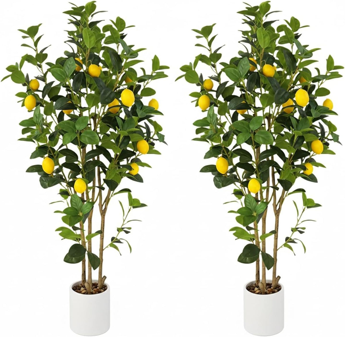 2-Pack 4FT Artificial Lemon Tree That Look Real, Faux Lemons Citrus Plants with Yellow Fake Lemons Fruits in Black Pot, Indoor Artificial Trees for Home Office Kitchen Decor Party Wedding Christmas