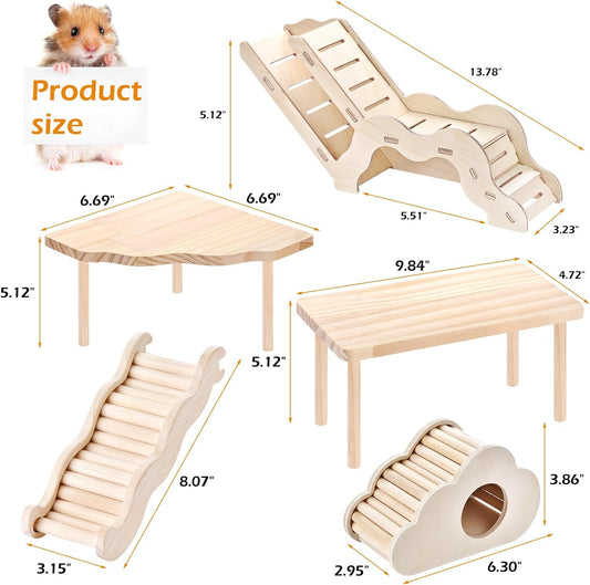 Hamster Play Wooden Platform 5-piece Set Hamster cage Accessories Toy