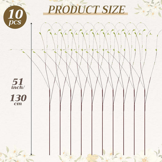 10 Pcs Artificial Lifelike Curly Willow Branch 51 Inch Dried Twig