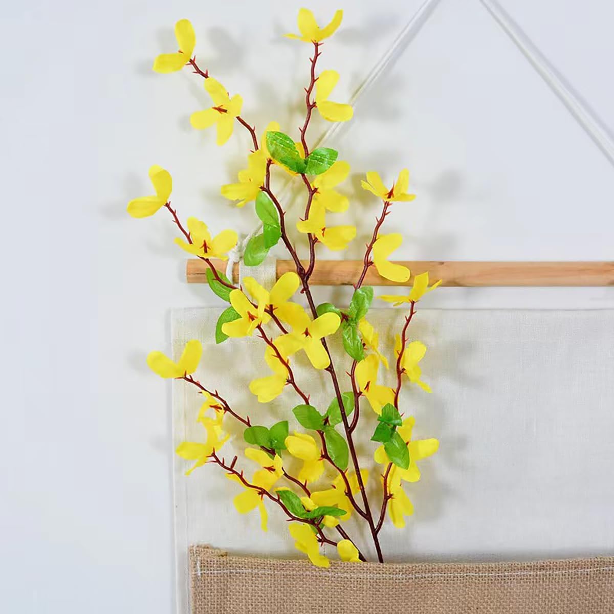 FERIAL3Pcs Artificial Forsythia Flower Branches Spring Summer Yellow Silk Fake Winter Jasmine Artificial Orchids Long Stem 41 Inch for DIY Floral Arrangement Wedding Party Home Office Decorate