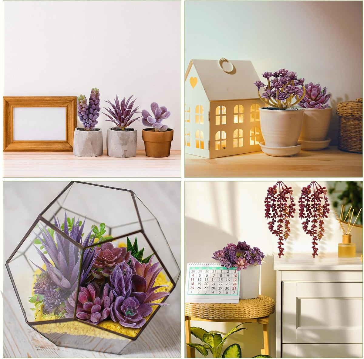 40 Pcs Artificial Succulent Unpotted, Mini Fake Plants Bulk