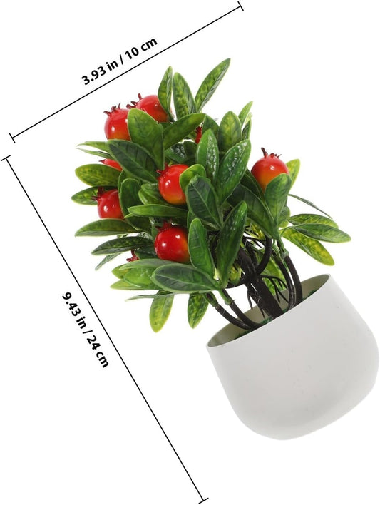 Mini Artificial Pomegranate Tree Xmas Realistic Bonsai Model Decor