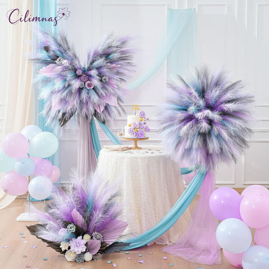 50pcs Faux Pampas Grass 17.7" Artificial Fluffy Pampas Grass Decor
