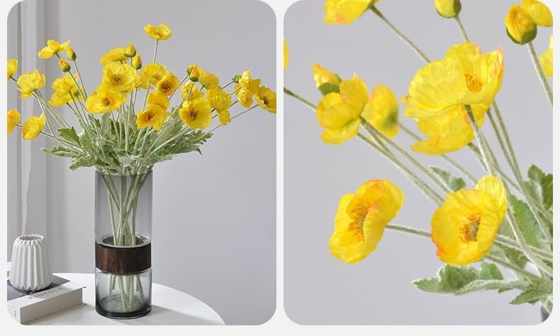 3 Bundles of 22 inches Tall Red Poppy Flowers Artificial,Ranunculus Artificial Flowers,Faux Flower Stems for Wedding,Party, Outdoor Indoor Decor Flower Arrangements for Table