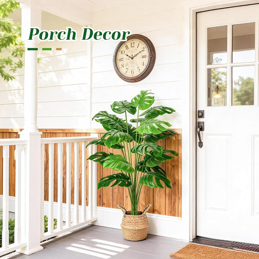 44" Tall Fake Plants with Basket Large Artificial Monstera Plants Indoor, Easy Assembly Faux Tree for Outdoor Office Living Room Bedroom Home Apartment Decor