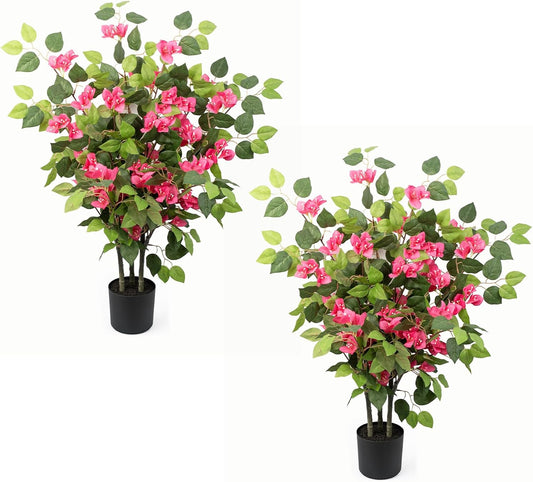 2 Pack 34" Artificial Bougainvillea Tree with Lush Pink Blooms