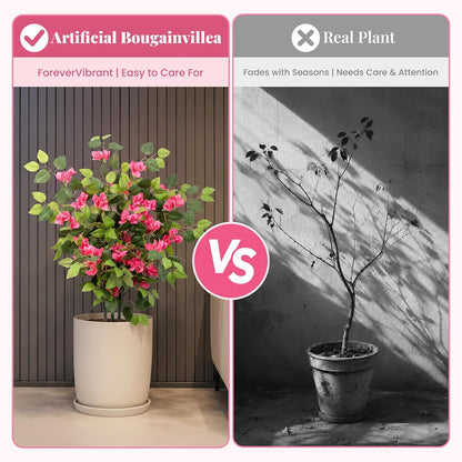 2 Pack 34" Artificial Bougainvillea Tree with Lush Pink Blooms