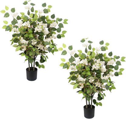 2 Pack 34" Artificial Bougainvillea Tree with Lush Pink Blooms