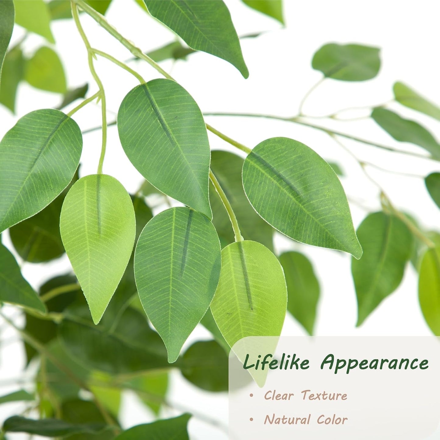 6ft Ficus Tree Artificial with Double Real Wood Trunks, 72in Faux Ficus Tree with Lifelike Leaves, Fake Ficus Tree for Living Room Bedroom Office Decor