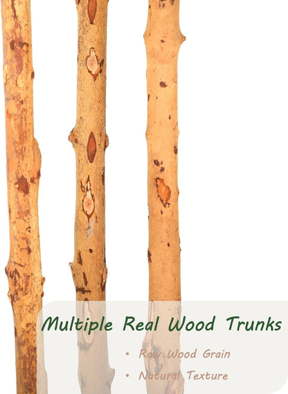 6ft Ficus Tree Artificial with Double Real Wood Trunks, 72in Faux Ficus Tree with Lifelike Leaves, Fake Ficus Tree for Living Room Bedroom Office Decor