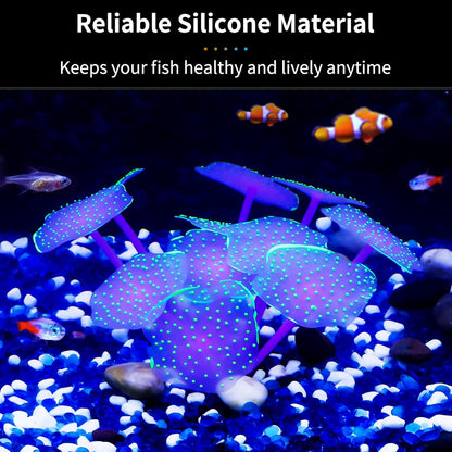 Silicone Coral Plant Decorations Glowing Artificial Ornament for Fish Tank Aquarium, Green, Ball Shape