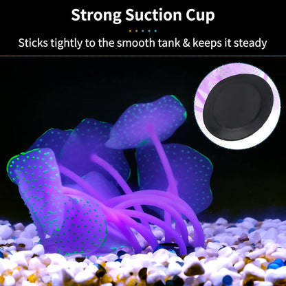Silicone Coral Plant Decorations Glowing Artificial Ornament for Fish Tank Aquarium, Green, Ball Shape