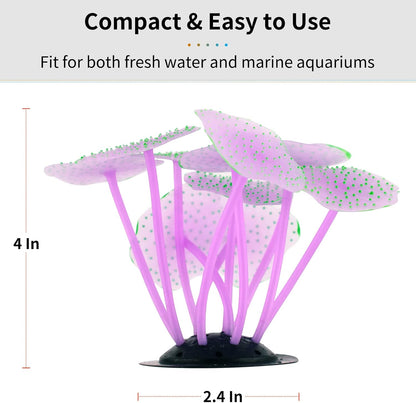 Silicone Coral Plant Decorations Glowing Artificial Ornament for Fish Tank Aquarium, Green, Ball Shape