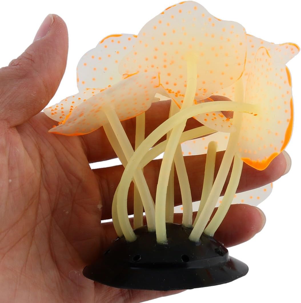 Silicone Coral Plant Decorations Glowing Artificial Ornament for Fish Tank Aquarium, Green, Ball Shape