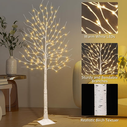 3Pack Lighted Birch Tree Prelit Trees for Indoor Outdoor Christmas Decor