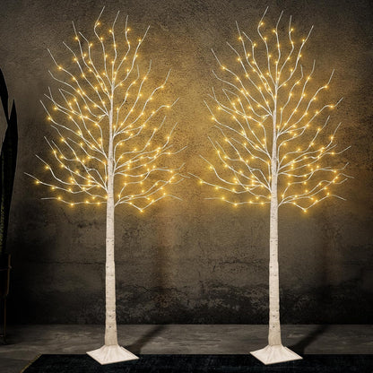 3Pack Lighted Birch Tree Prelit Trees for Indoor Outdoor Christmas Decor