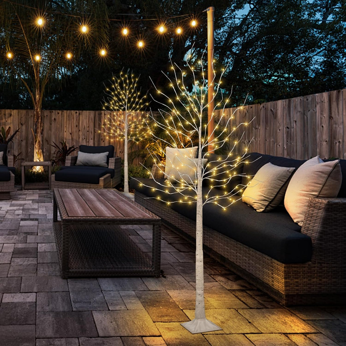 3Pack Lighted Birch Tree Prelit Trees for Indoor Outdoor Christmas Decor