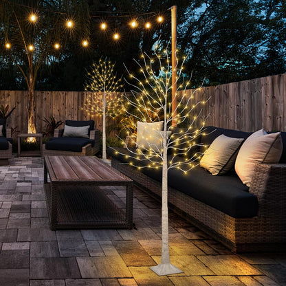 3Pack Lighted Birch Tree Prelit Trees for Indoor Outdoor Christmas Decor