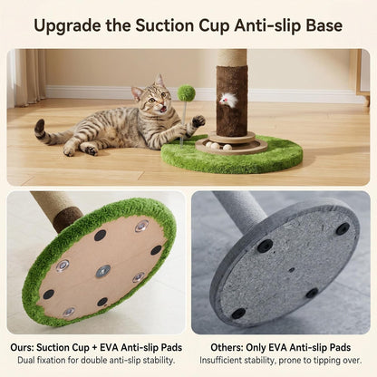 Cat Scratching Post for Indoor Cat Adult, 35 Inch Tall Tree Scratching Post | Sisal Large Cat Scratching Post with Interactive Cat Toy, Mouse Hole & Ball Track for Kittens Cats, Upgrade Suction Cup Base
