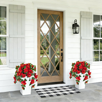27.5" Artificial Hibiscus Plant with Black Planter Included, Large Faux Tropical Flower Arrangement UV Resistant, Fake Red Hibiscus Tree for Front Door Porch Patio Balcony Indoor Outdoor Decor