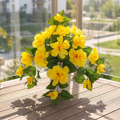 27.5" Artificial Hibiscus Plant with Black Planter Included, Large Faux Tropical Flower Arrangement UV Resistant, Fake Red Hibiscus Tree for Front Door Porch Patio Balcony Indoor Outdoor Decor