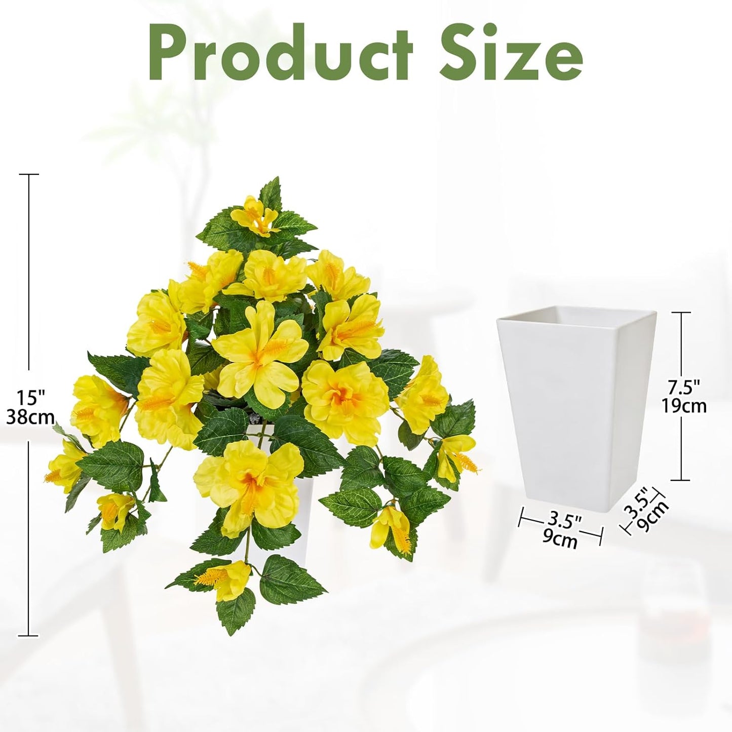 27.5" Artificial Hibiscus Plant with Black Planter Included, Large Faux Tropical Flower Arrangement UV Resistant, Fake Red Hibiscus Tree for Front Door Porch Patio Balcony Indoor Outdoor Decor