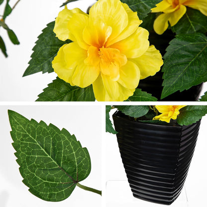 27.5" Artificial Hibiscus Plant with Black Planter Included, Large Faux Tropical Flower Arrangement UV Resistant, Fake Red Hibiscus Tree for Front Door Porch Patio Balcony Indoor Outdoor Decor