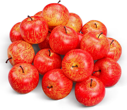 20 Pcs Fake Apples Decor, 2.1 Inch Artificial Fruits Mini Red Apples for Dining Table Centerpiece Decor, Faux Apple Fruits Decoration Home Kitchen Party Props (10 Pcs Red + 10 Pcs Green)