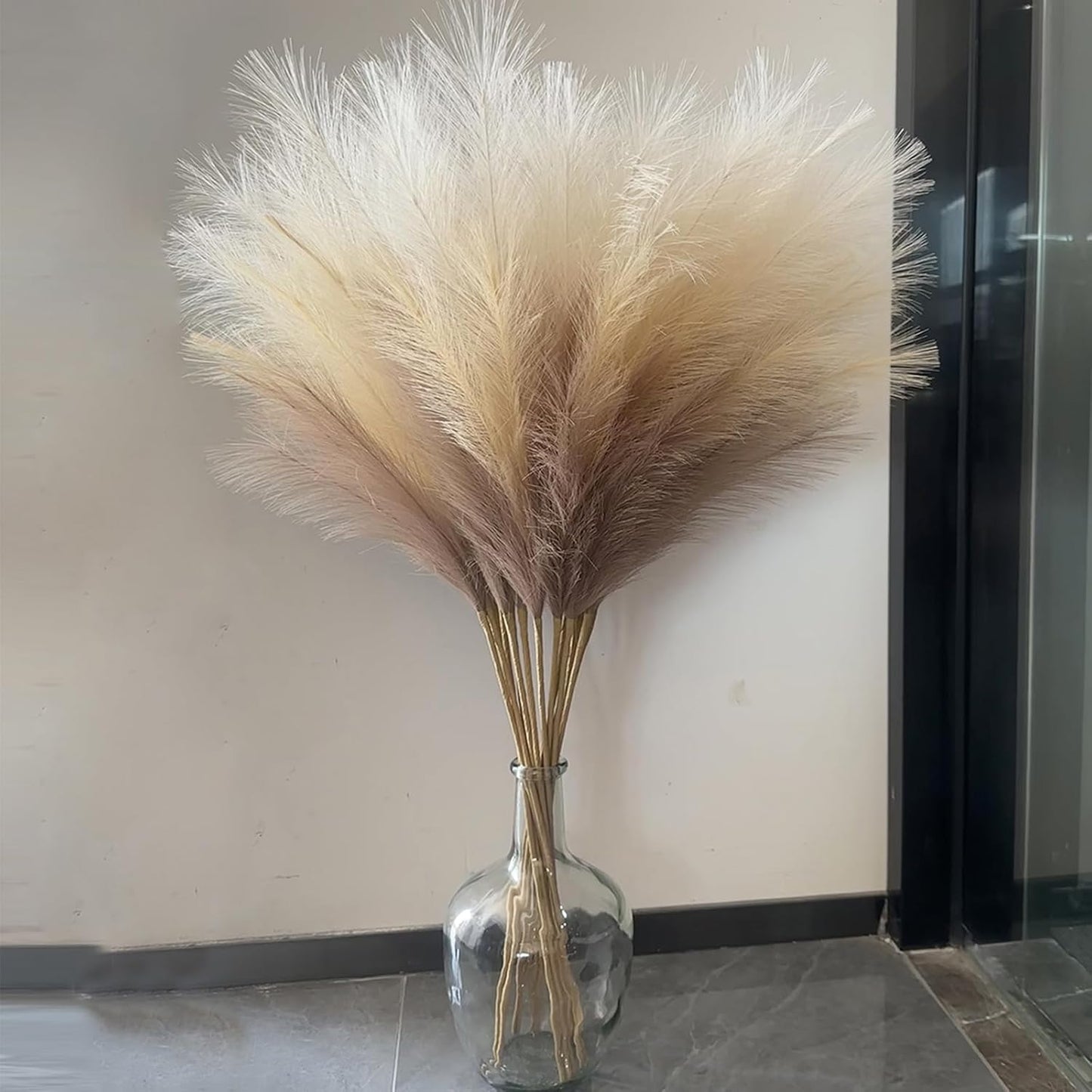 38" 10 Stems White Pampas Grass Tall Decor - Faux Pampas Grass Decor Tall for Floor Vase Boho Home Wedding Mothers Day Decoration