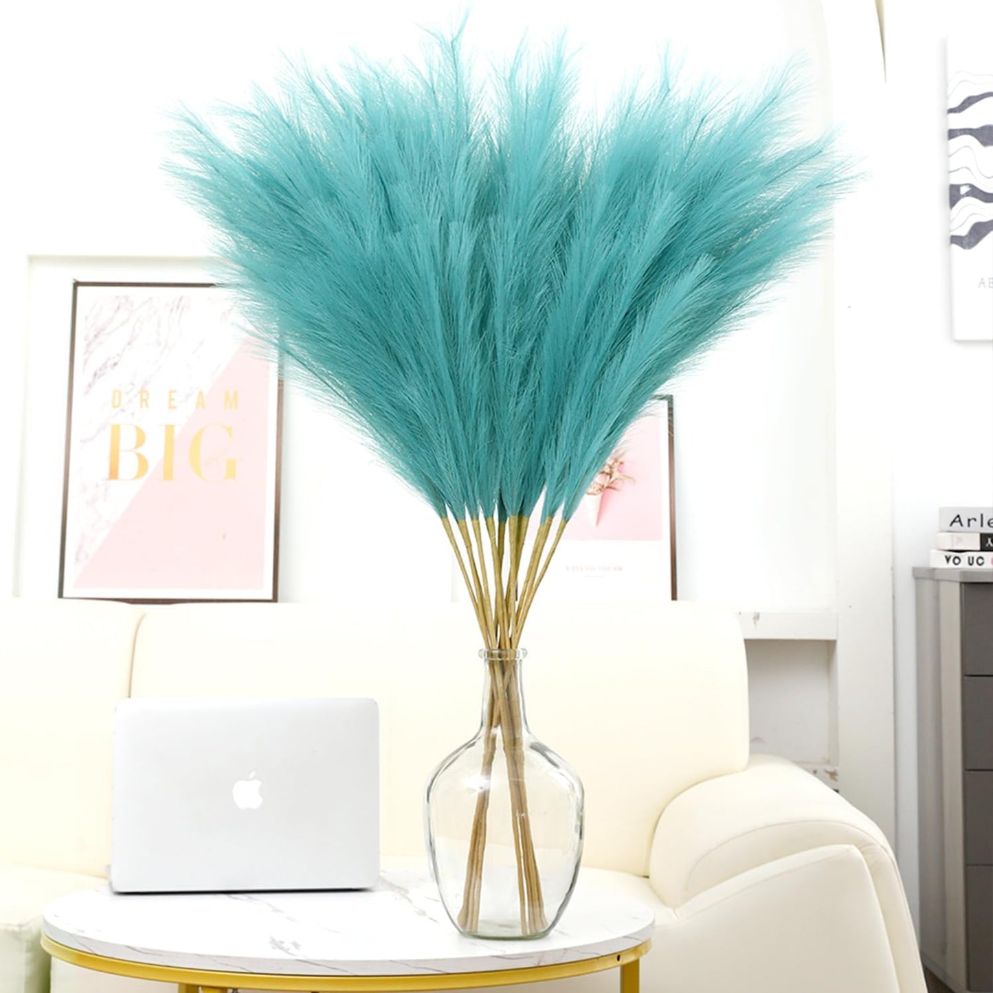 38" 10 Stems White Pampas Grass Tall Decor - Faux Pampas Grass Decor Tall for Floor Vase Boho Home Wedding Mothers Day Decoration